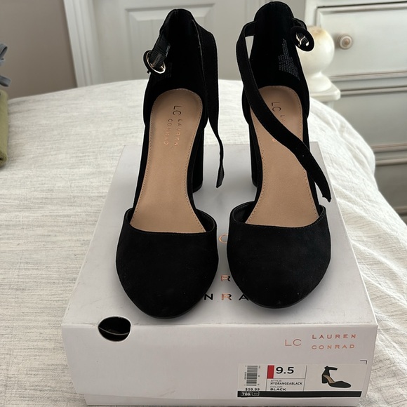 Black closed toe chunky faux suede heal with ankle strap. In good condition. - Picture 2 of 6